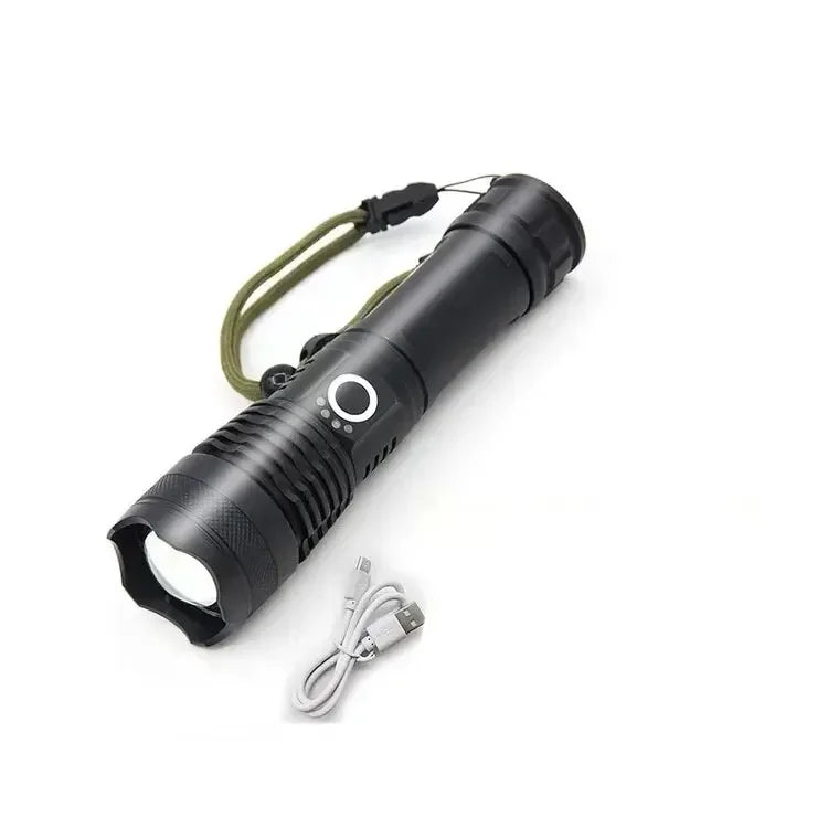 P50 Lamp Bead LED Flashlight Telescopic Zoom Torch Powerful Lantern 5 Lighting Mode USB Rechargeable Camping Emergency Light Oasis Select X71 without battery