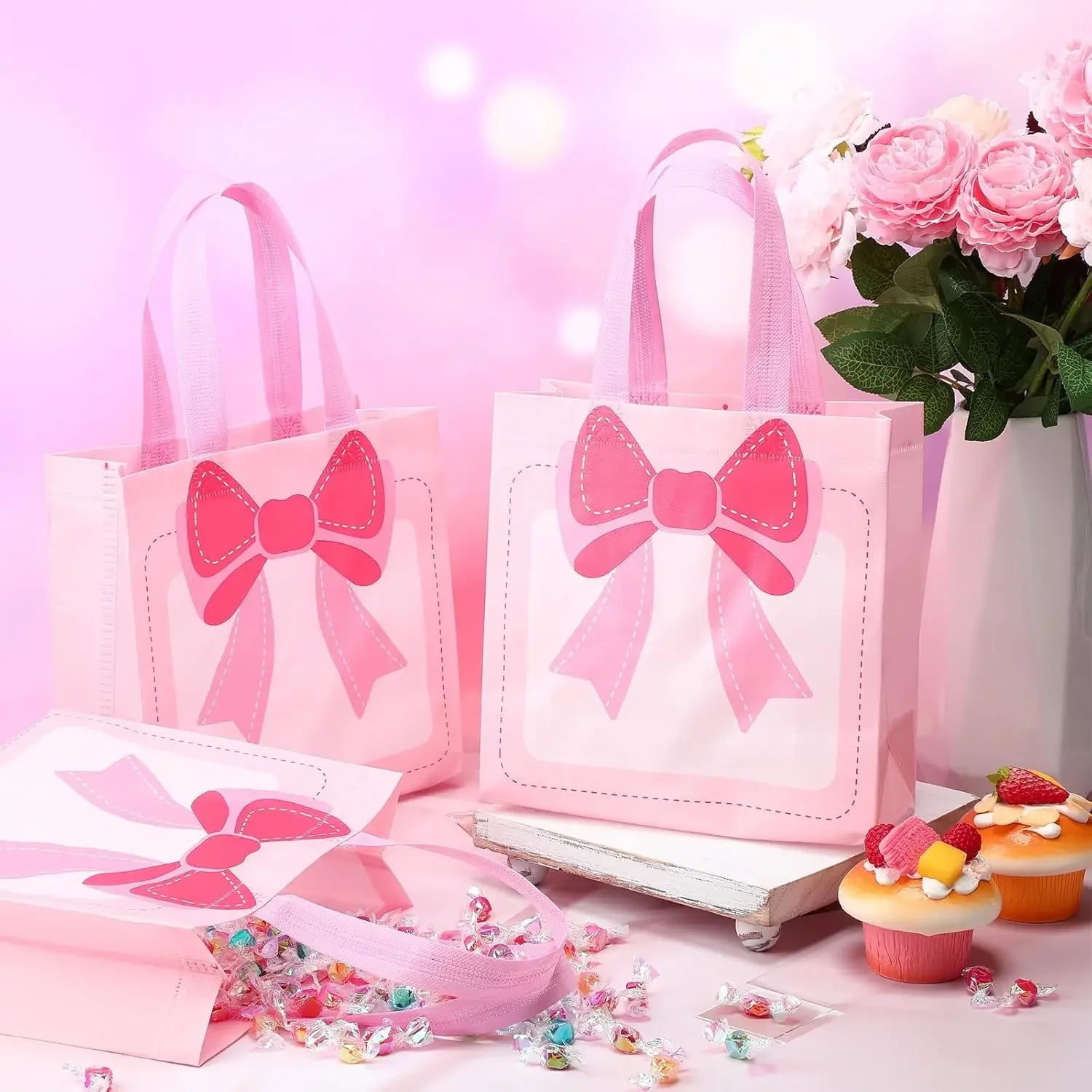 1-20PCS Valentine‘s Day Gift Bags Premium Non-Woven Tote for Birthday Party Favors Handmade Treat Bags Elegant Favor Bags Oasis Select