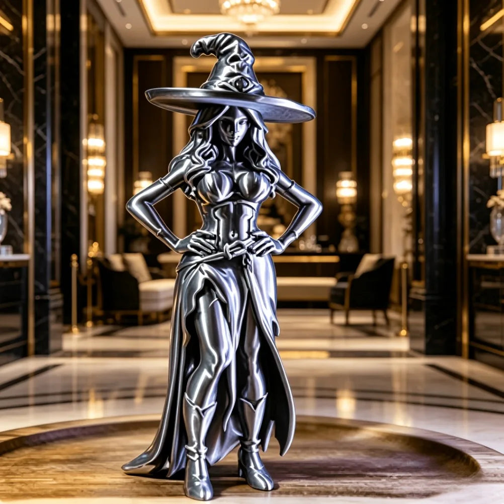 Dark Fantasy Witch Sculpture 3D Printed Gothic Female Figurine Art Desktop Decor Statue Study Shelf Halloween Collectible Gift Oasis Select