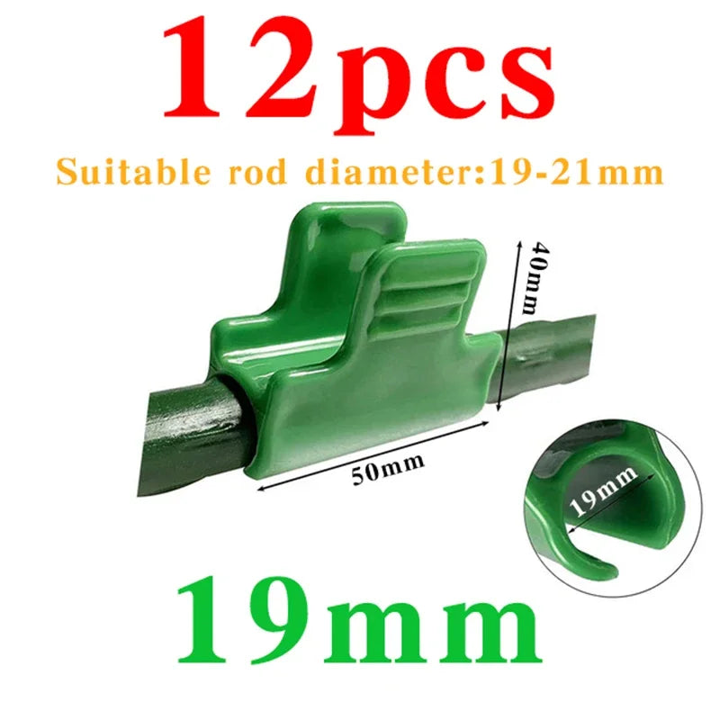 12Pcs Greenhouse Film Clamps Garden Tarpaulin Netting Tunnel Hoop Pipe Clamp Shed Row Cover Shading Frame Support Planting Tools Oasis Select Green-19mm(diameter)