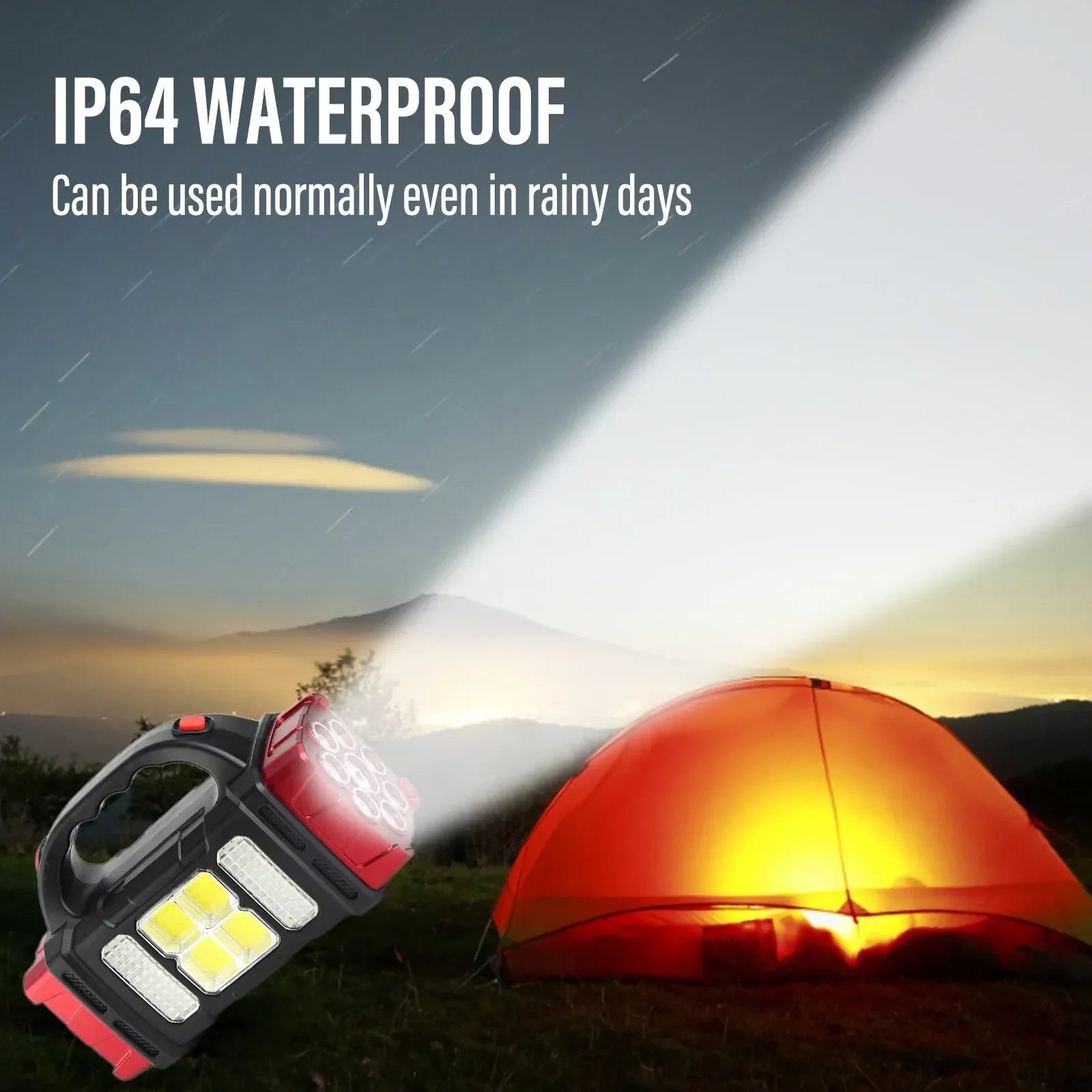 High Power Led Flashlights Camping Torch Work Light Solar Charge 4 Gear USB Rechargeable Light Waterproof Light for Outdoor Oasis Select
