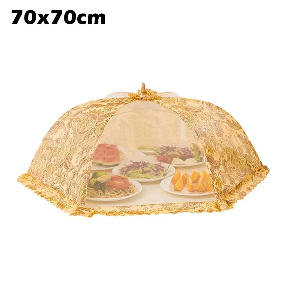 New Foldable Food Covers Breathable Anti Fly Mosquito Vegetable Cover Umbrella Dustproof Dining Table Mesh Cover Oasis Select 70x70cm