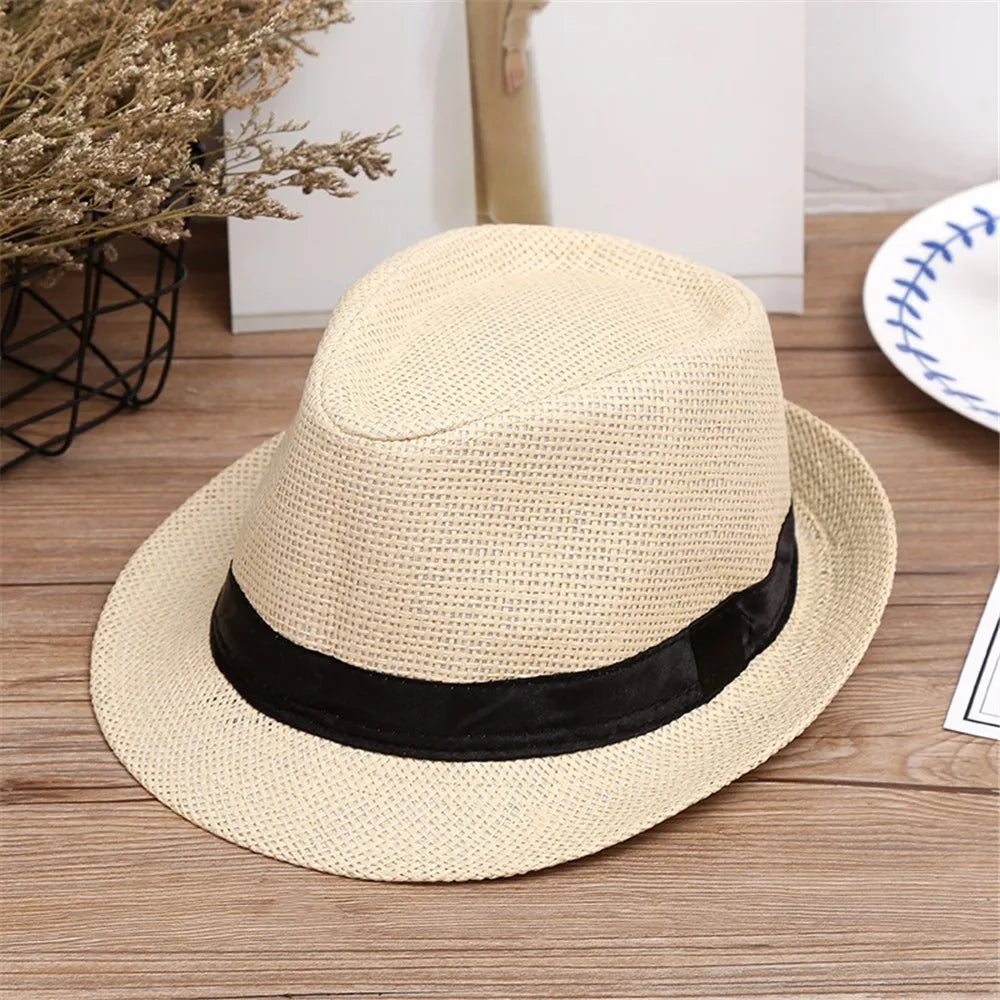 Children Kids Summer Beach Straw Hat Jazz Panama Breathable Hat Large Brim Outdoor Breathable Hats Girls Boy Sunhat Oasis Select D