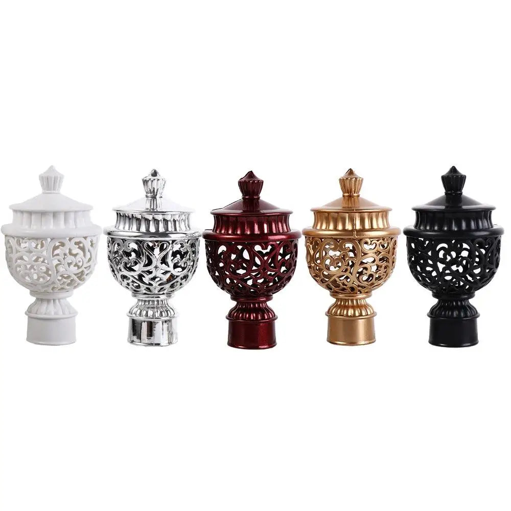 2pcs Durable Hollow Out Decorative Curtain Rod Cap Curtain Rod Head Drapery Rail Ends Curtain Accessories Oasis Select