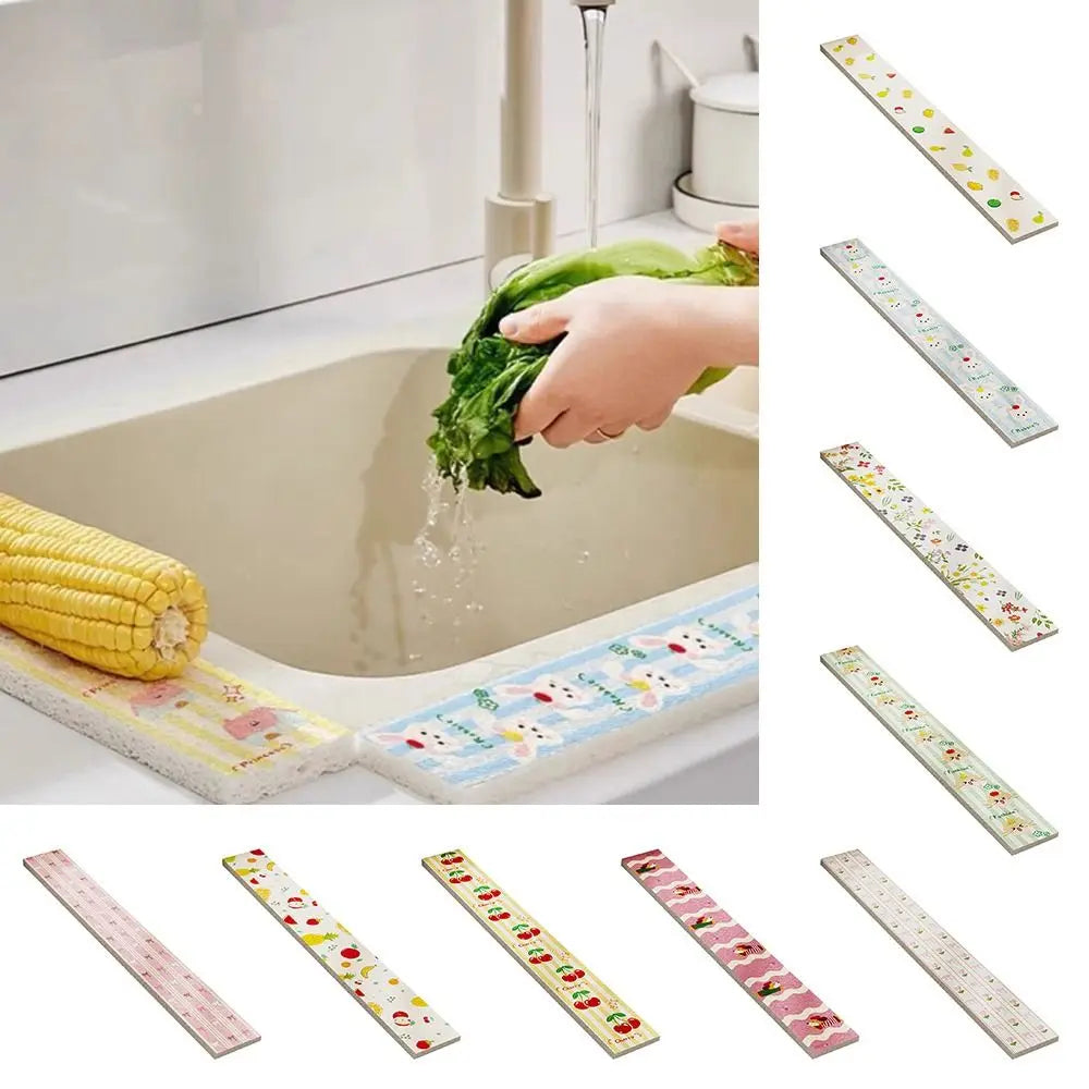 Cute Wood Pulp Cotton Sink Countertop Absorbent Pad Cartoon Quick Dry Sponge Mat Splash-proof Dish Drying Mat Kitchen Supplies Oasis Select