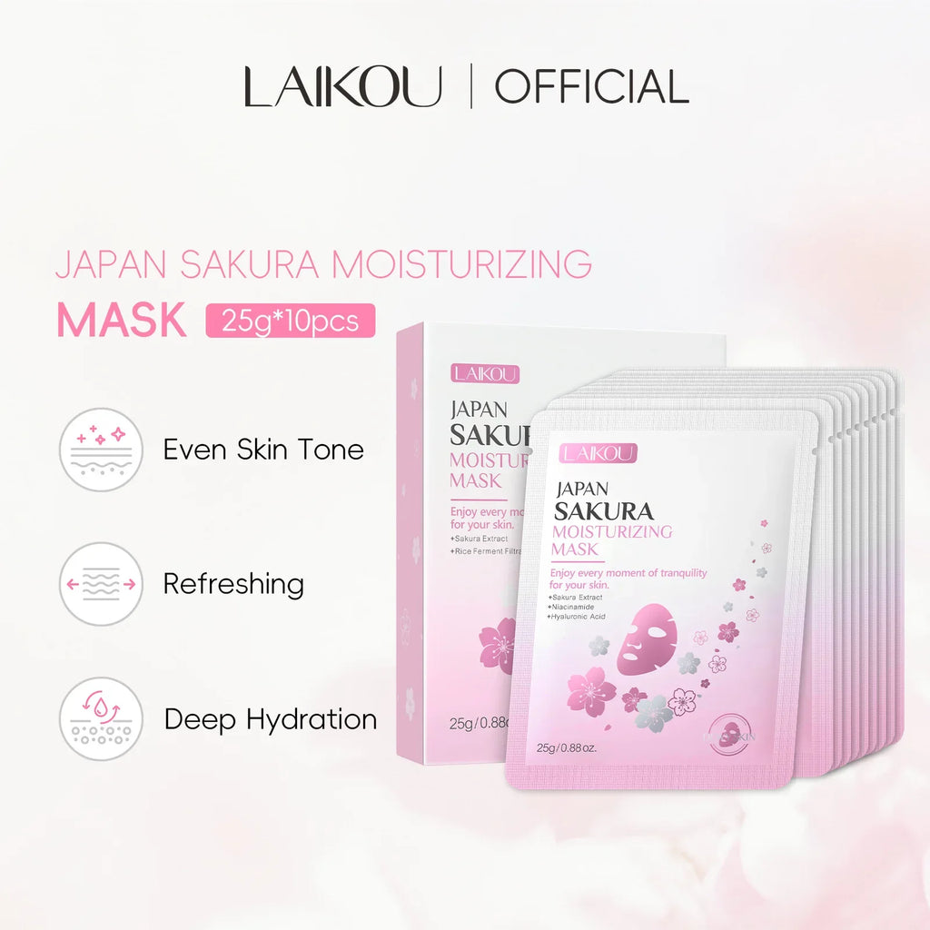 LAIKOU Sakura Moisturizing Face Mask – 10 Pack | Hydrating