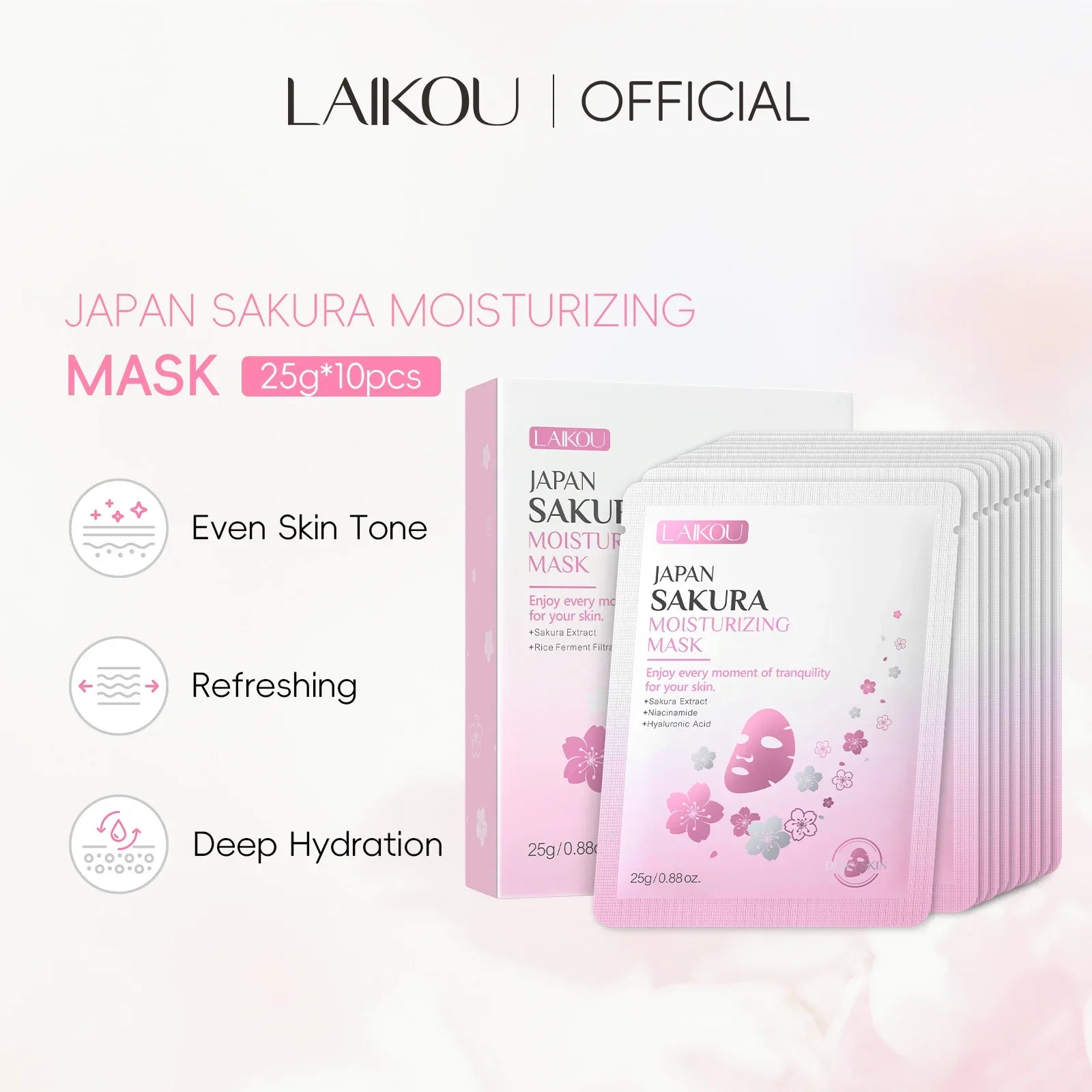 LAIKOU Sakura Moisturizing Face Mask – 10 Pack | Hydrating