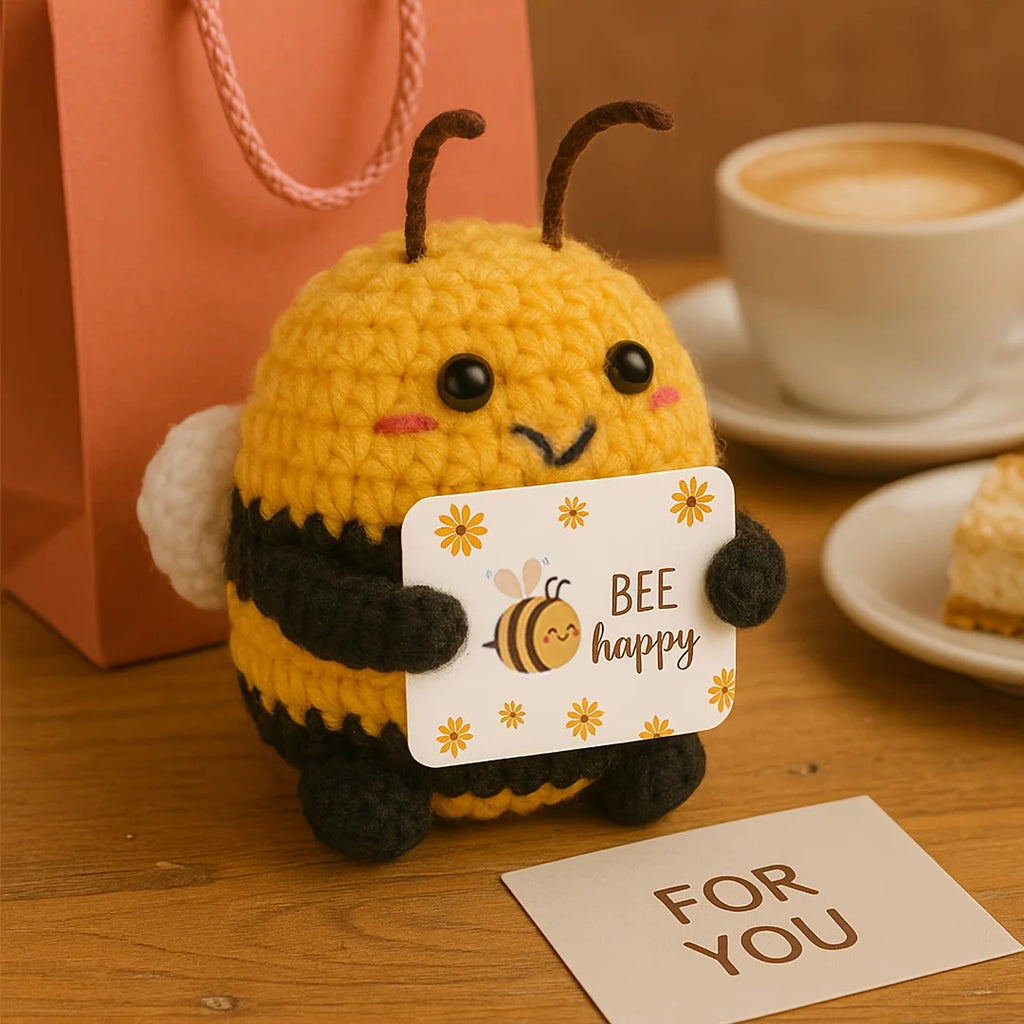 DIY Hand-Knit Positive Bee: An Inspiring Energy Doll. Ideal for Keychains, Bags, Or Home Decor. Oasis Select