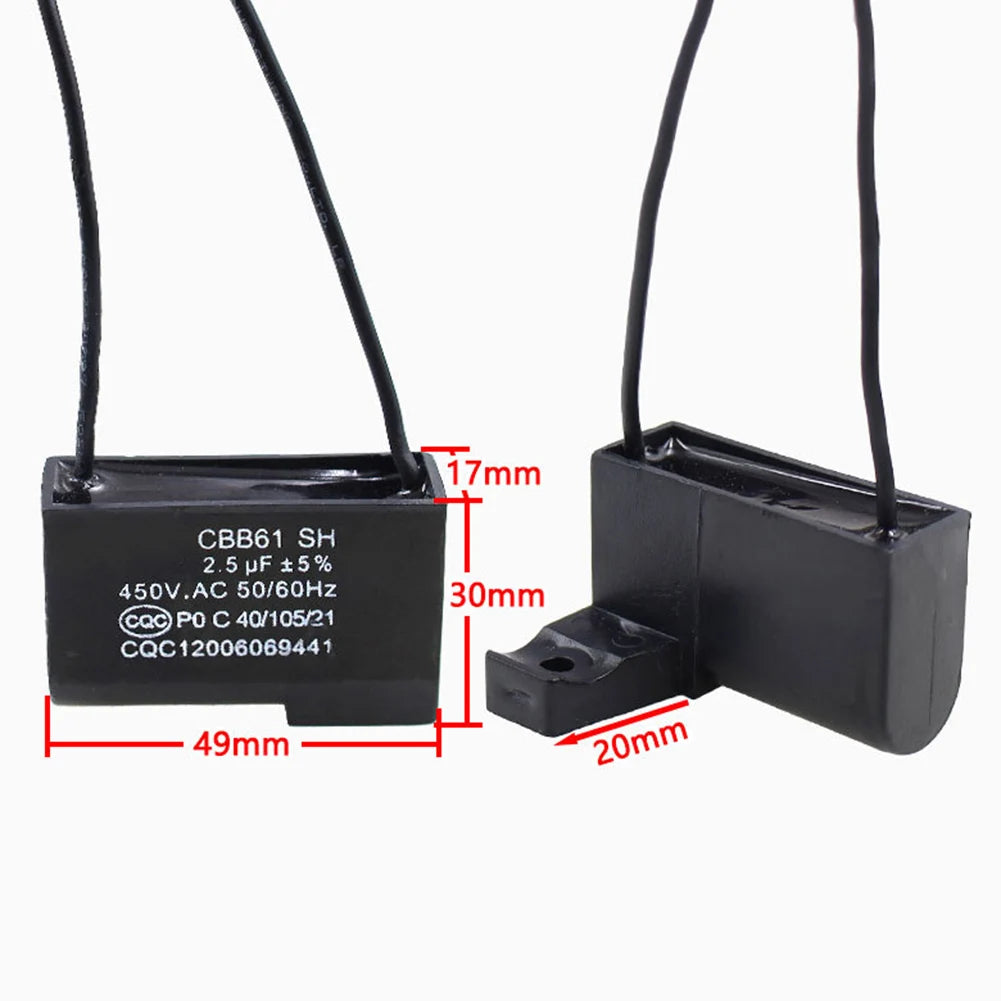CBB61 2.5uF 450V Fan Starting Capacitor Capacitor For Ceiling Fan Table Fans Hood Motor Capacitor Oasis Select