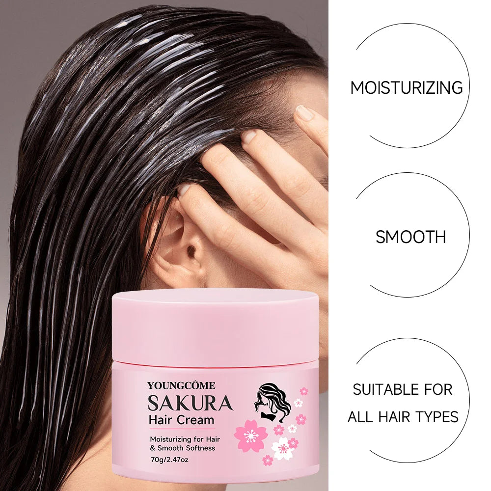 Sakura Hair Cream – Keratin & Argan Oil | Frizz Control & UV Care Hair Treatment Cream Oasis Select