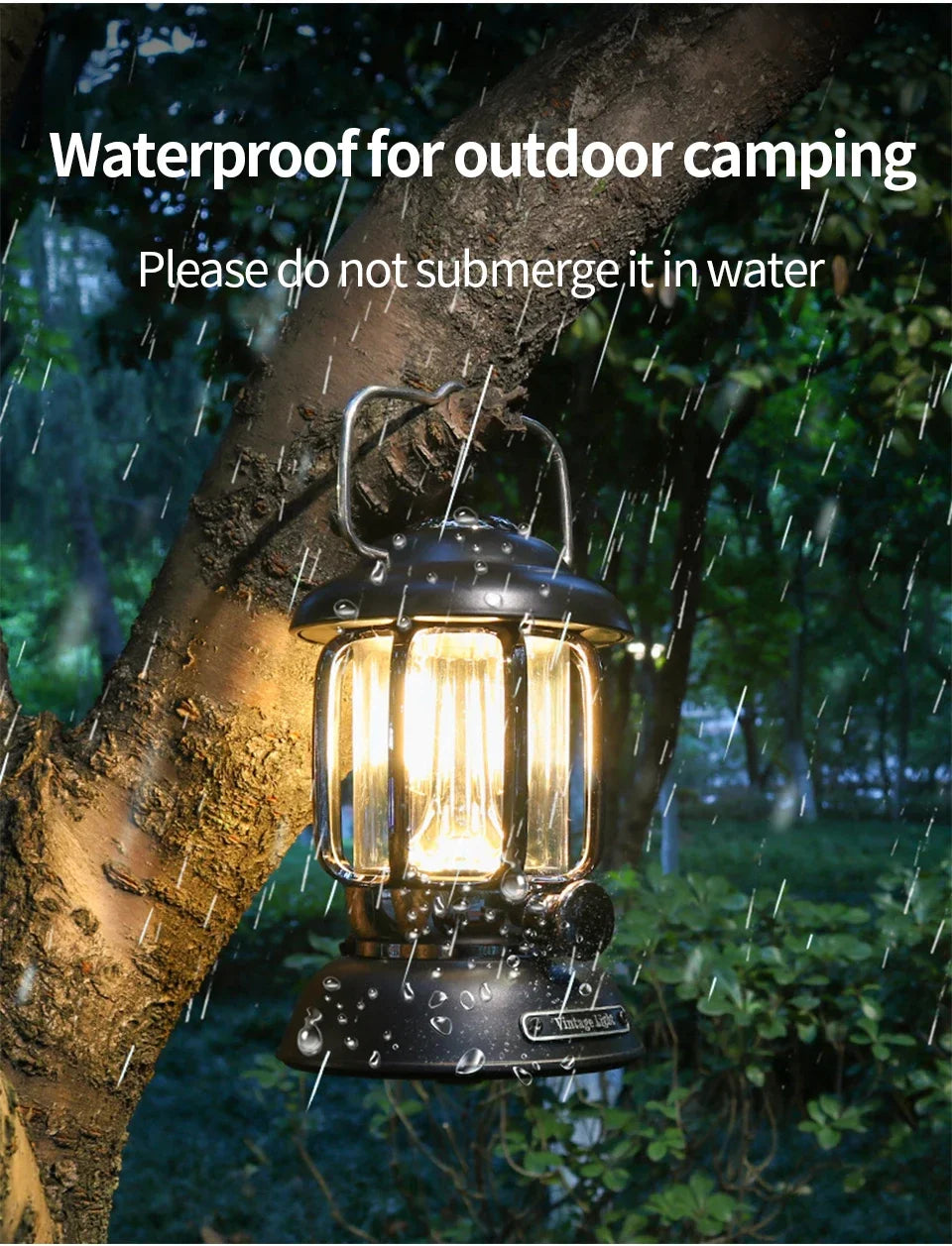 Outdoor Camping Lantern Portable USB Rechargeable Lamp Retro LED Light For Emergency Fishing Hiking Tent Nightlight Waterproof Oasis Select