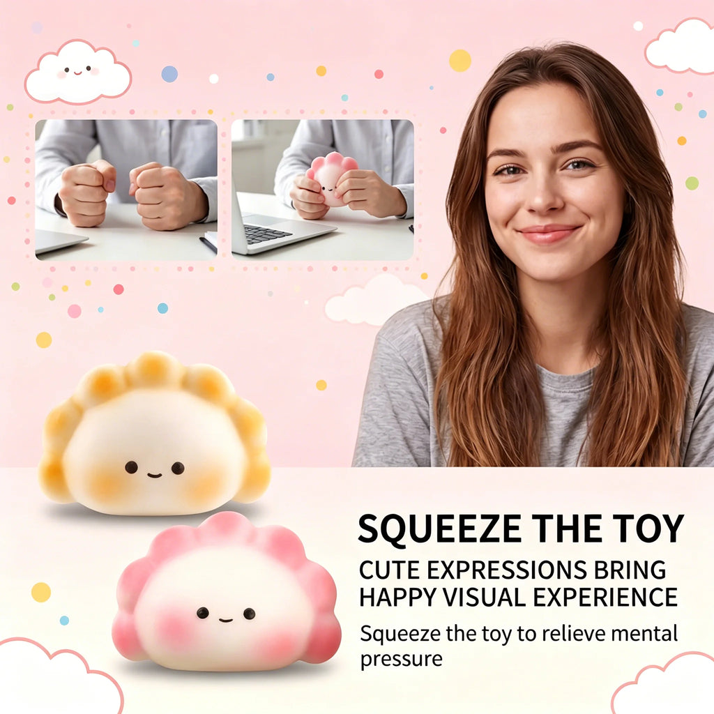Cute Dumpling Squishy Fidget Toy – Slow Rebound Sensory Cube