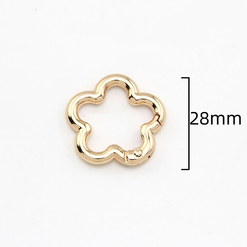 5pcs Metal Flower Shape Keychain Clasp Swivel Snap Key Chain Bulk Blossom Spring Snap Lobster Claw Hook for Keyring Craft DIY Oasis Select Gold 28mm
