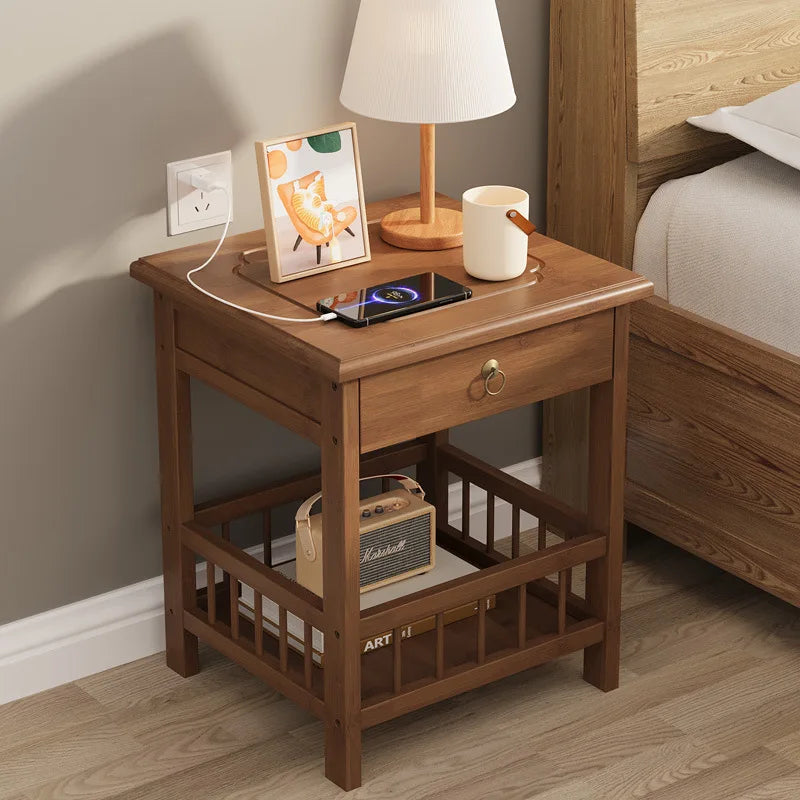 Simple and small bedside table, bedroom bedside cabinet, room storage rack, side table cabinet, bamboo solid wood special offer Oasis Select