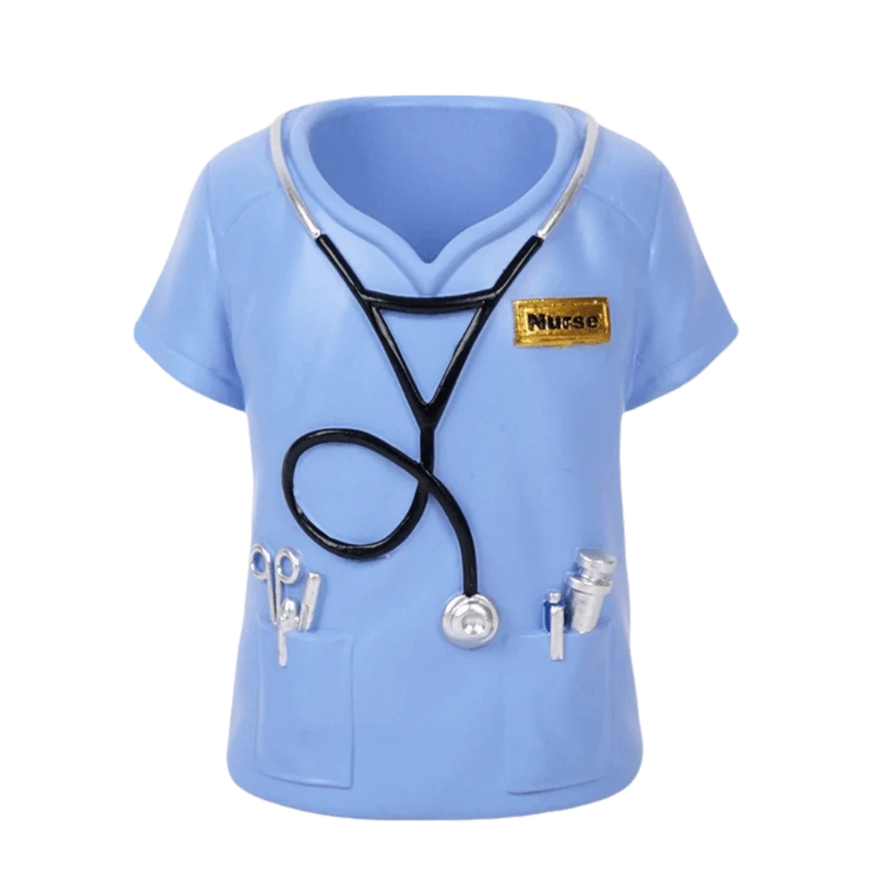 Creative Doctor's Coat-Shaped Pen Holder With Stethoscope Decoration Practical Doctor White Coat Pencil Holder Oasis Select Blue
