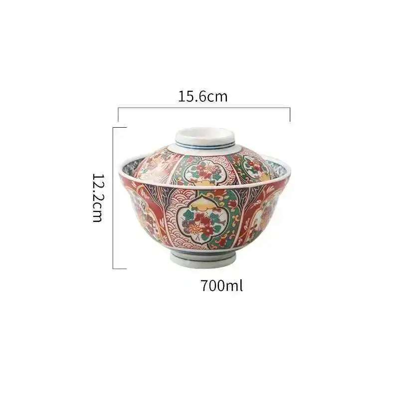 6-inch Japanese Ceramic Rice Ramen Bowl Instant Noodle Soup Bowl With Lid Kitchen Tableware Supplies Oasis Select 4