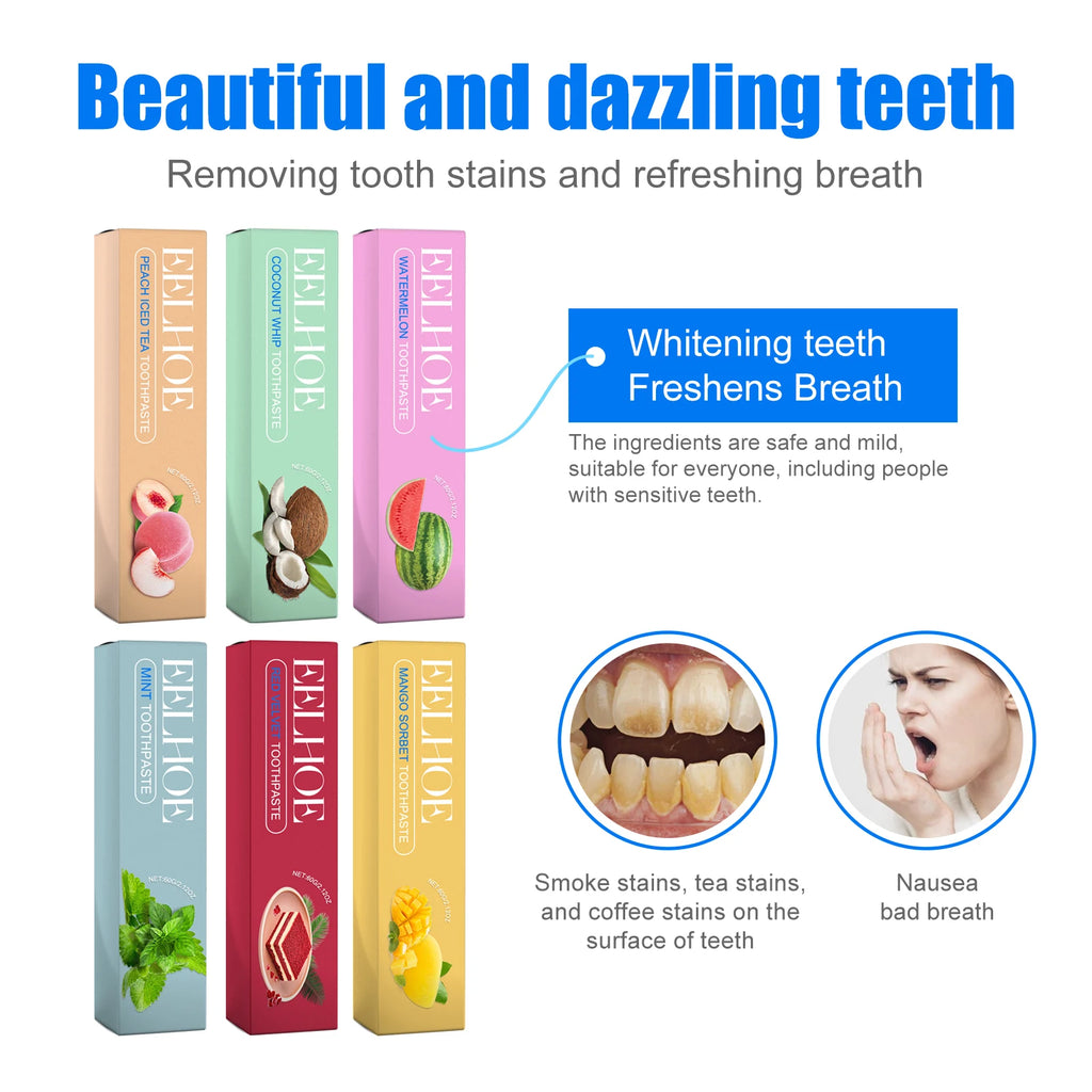 Whitening Toothpaste Various Flavors Remove Stains Clean Teeth Freshen Breath Protect Teeth-Fruity Formula Clean Fresh Mouth Oasis Select