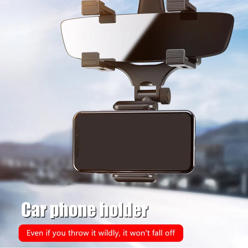 SEAMETAL Rearview Mirror Phone Holder for Car Free Rotation Adjustment Phone Mount Stable Gripper Smartphone Navigation Bracket Oasis Select