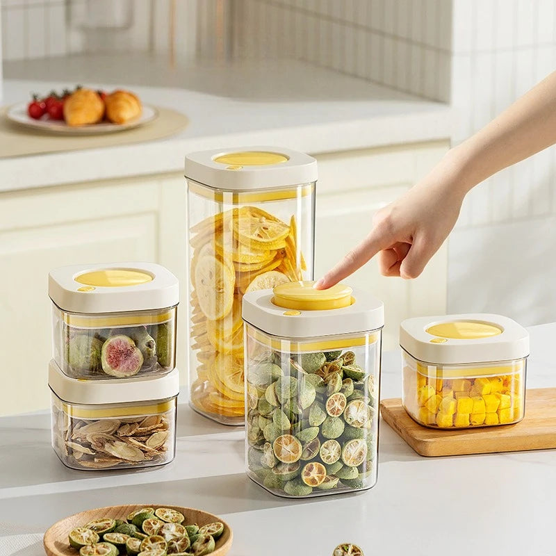 Airtight Food Storage Canister Clear Plastic Container for Coffee GrainsSpices Cereal Kitchen Organizer Pantry Shelf Sealing Jar Oasis Select