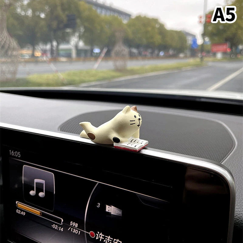 Cute Car Interior Decoration Ornaments Mini Cat Action Figure Auto Dashboard Rearview Mirror Decoration Car Accessories Oasis Select A5