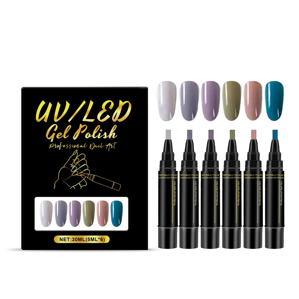 6 Color DIY Nail Art Pens High Pigment Quick Dry Free Draw Design Decorate Nails Safe Gentle Waterproof Nails Art Oil Pens Kit Oasis Select SET 4