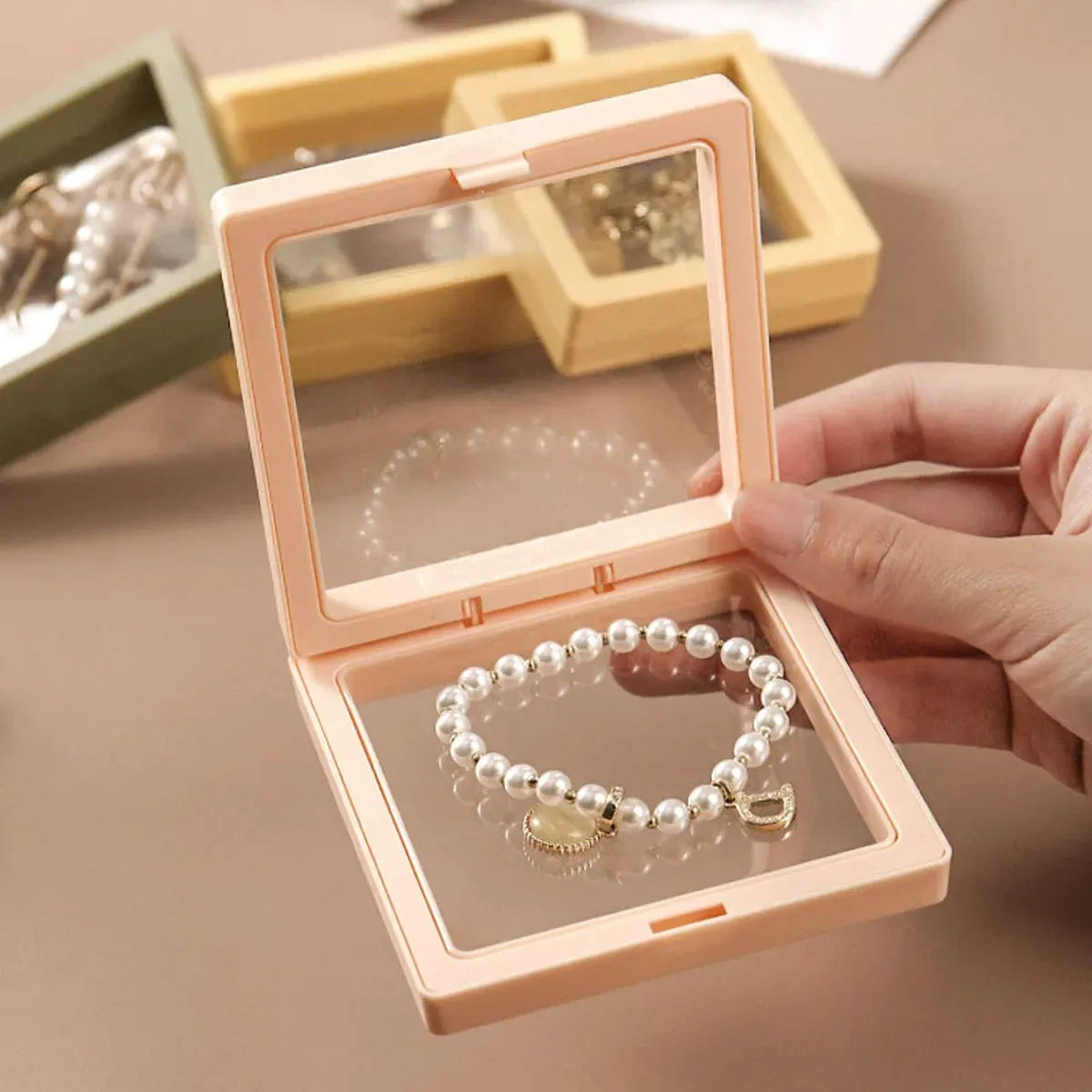 10pcs,Transparent floating display box, plastic film jewelry packaging box, jewelry, necklace, ring, and collectible storage box Oasis Select