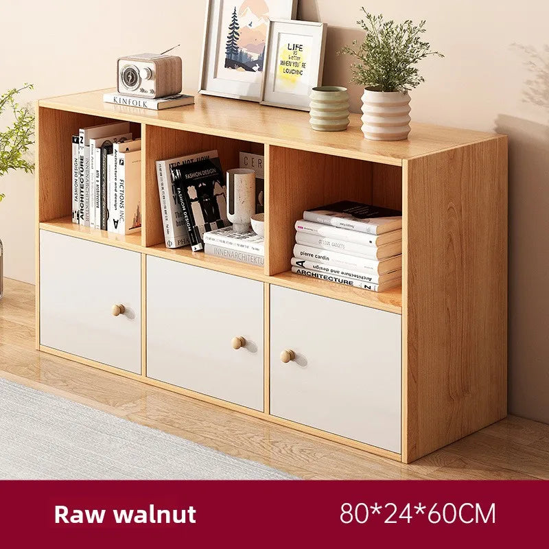 Bookshelf Bookcase Floor Shelf Home Living Room Study Combination Locker Bedroom Low Cabinet Oasis Select Log Walnut 80