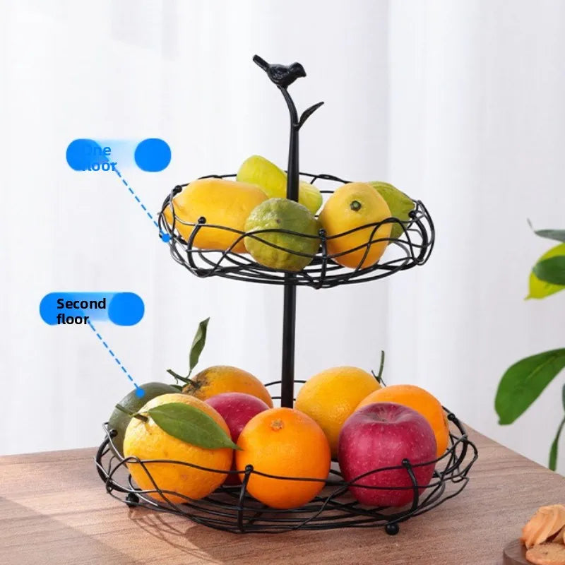 Creative Fruit Plate Multi-layer Fruit Plate Wrought Iron Candy Snack Shelf Vegetable Storage Basket Living Room Fruit Basket Oasis Select