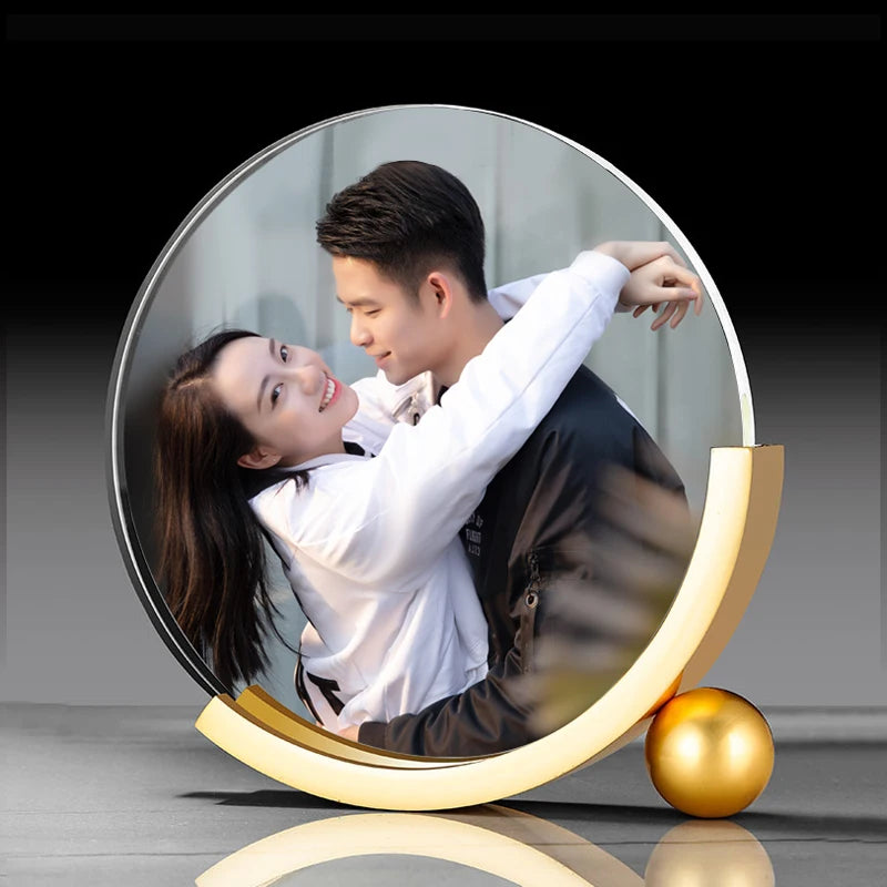 Round crystal photo set table custom wedding dress children baby growth record diy metal photo frame Oasis Select