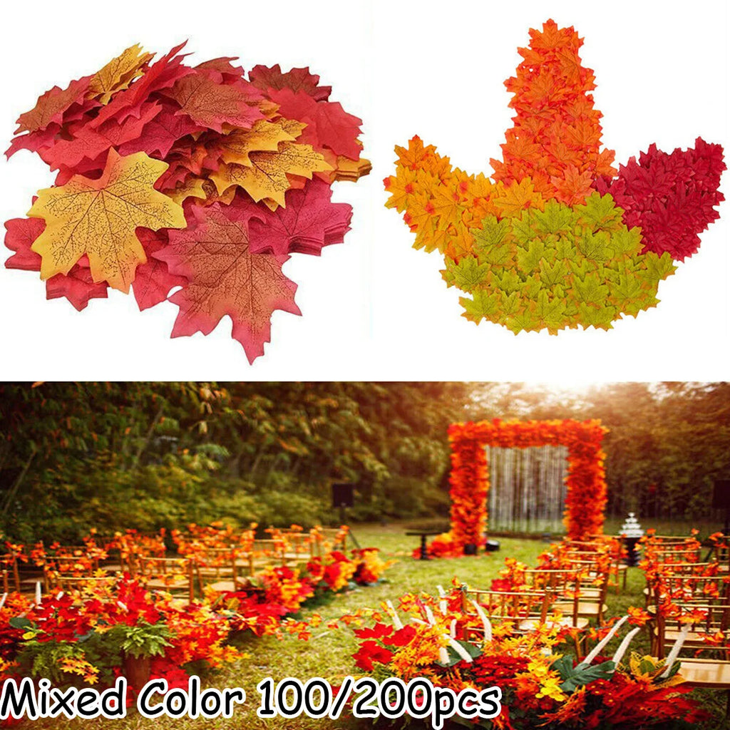 Artificial Autumn Maple Leaves 100/200pcs – Fall Wedding Decor Artificial Decorative Leaves Oasis Select