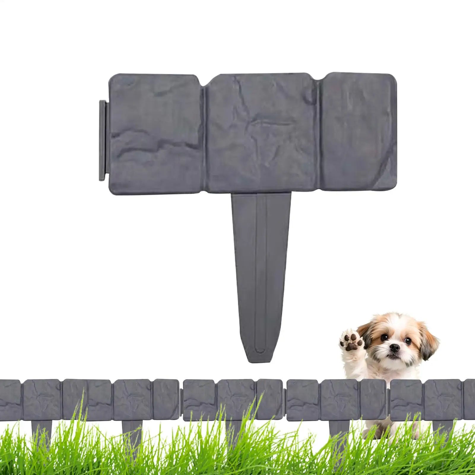 1PC Plastic Garden Edging Border Imitation Stone Fence Panels Patio Outdoor Barrier DIY Lawn Yard Landscape Plant Fence Decor Oasis Select