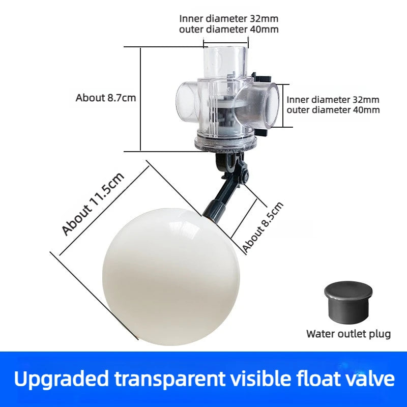 Automatic Float Valve for Water Tank Shut Off Supply ABS Material Control Adjustable Water Level for Pool Pond Fish Tank Water Oasis Select Transparent version