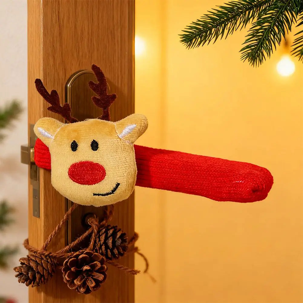 NEW Christmas Decorations Door Handle Covers with Hanging Bells Soft Christmas Decors Xmas Pendant For Festives Accessories Oasis Select