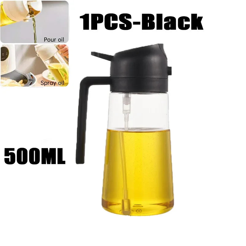2in1 Oil Sprayer Plastic Bottle for Cooking Anti-leakage Olive Oil Storage Bottle for BBQ Air Fryer Steak Salad Kitchen Supplies Oasis Select 1PCS-black
