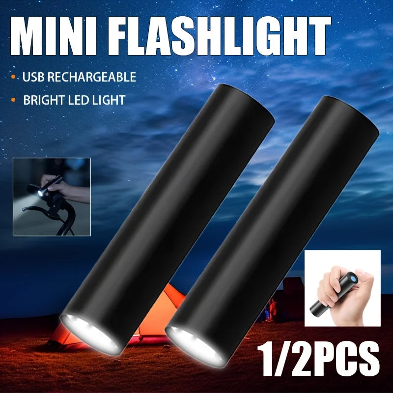 Mini Keychain Flashlight USB Charging Waterproof Pocket Torch Lamp 3 Modes Outdoors Strong light Camping Fixed-Focus Flashlight Oasis Select