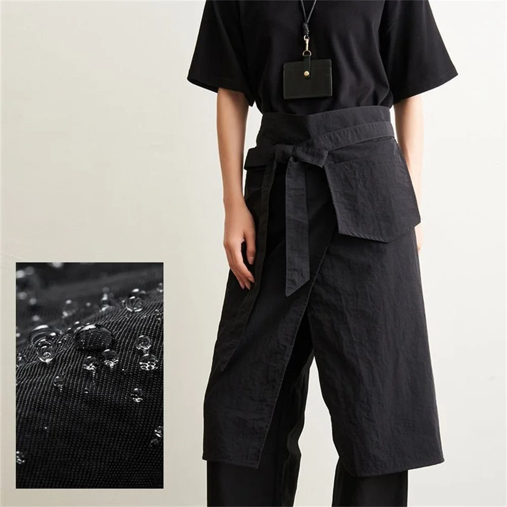 Half Body Kitchen Apron Waterproof Aprons with Split Leg Design Coffee Shop Barber Home Cleaning Work Clothes Oasis Select Black 2