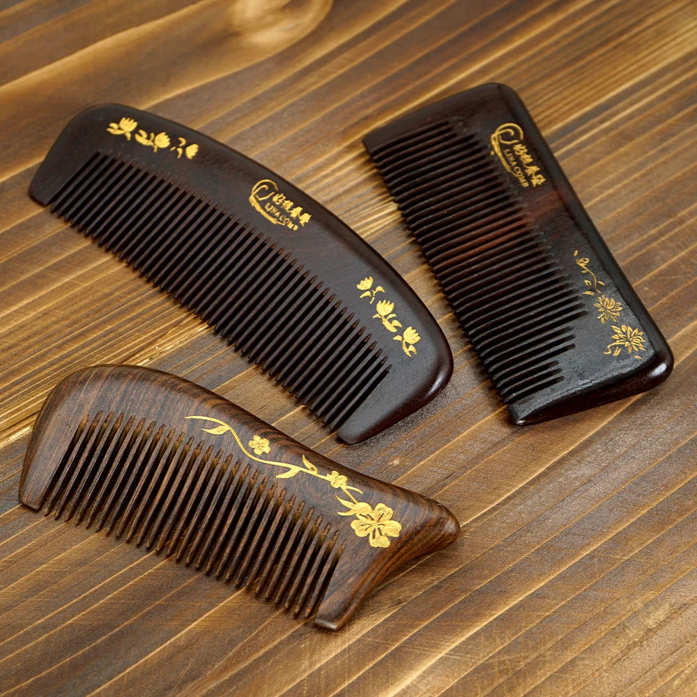 Natural Sandalwood Wide Tooth Comb – Anti-Static Moon Shape Wooden Hair Comb Oasis Select