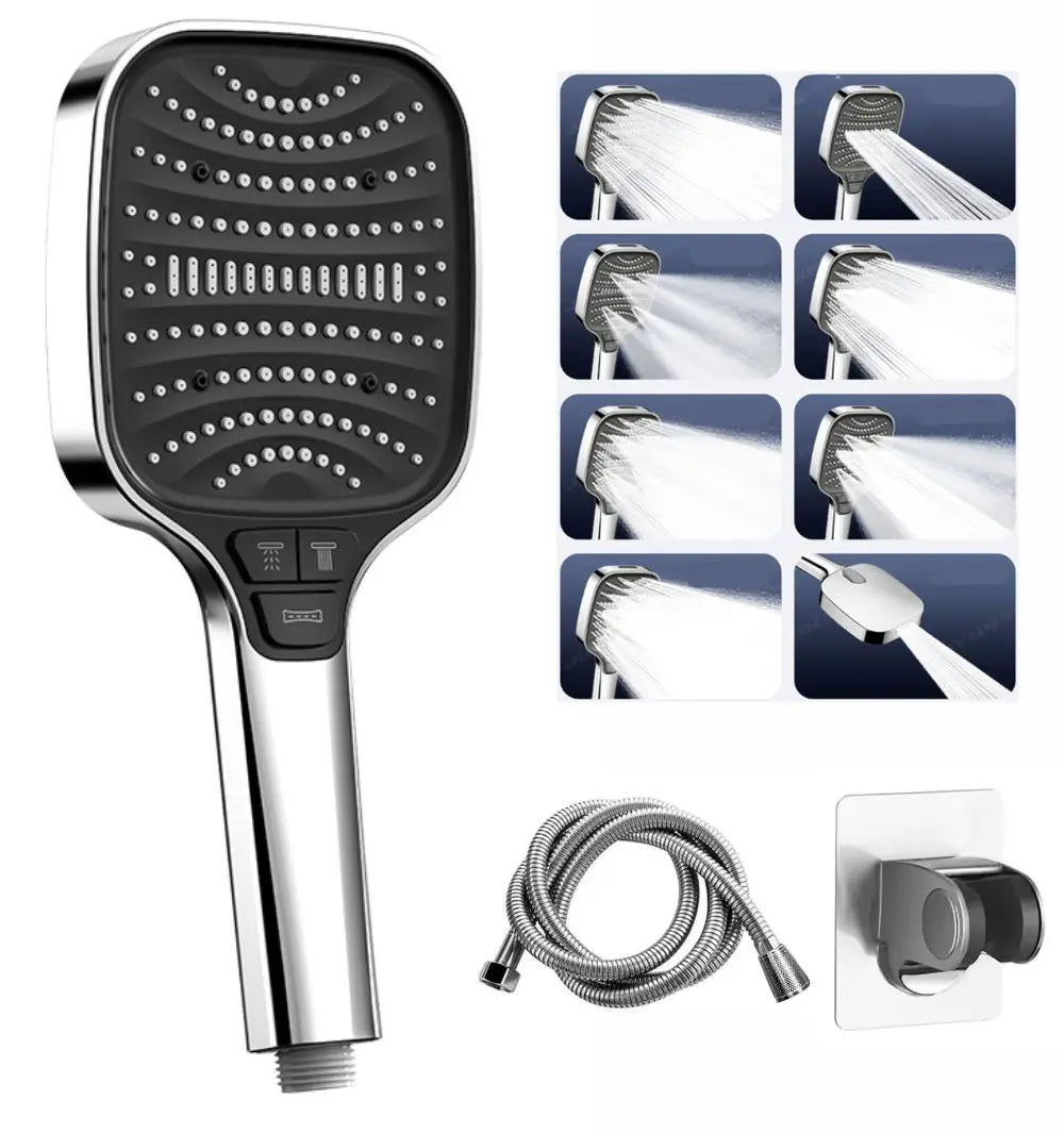 8 Modes Large Shower Head Adjustable One Key Stop Bathroom High-pressure Water-saving Shower Mixer Nozzles Bathroom Accessories Oasis Select