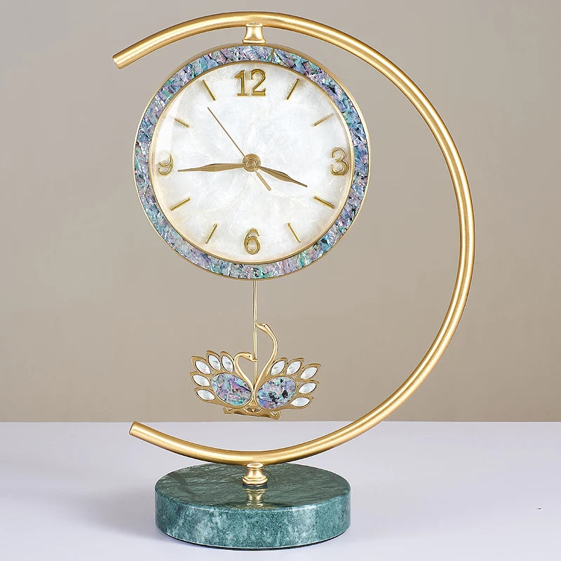 Living Room Clock European-style Home Creative Counter Brass Decorated Clock Light Luxury Metal Quartz Table Clock Oasis Select