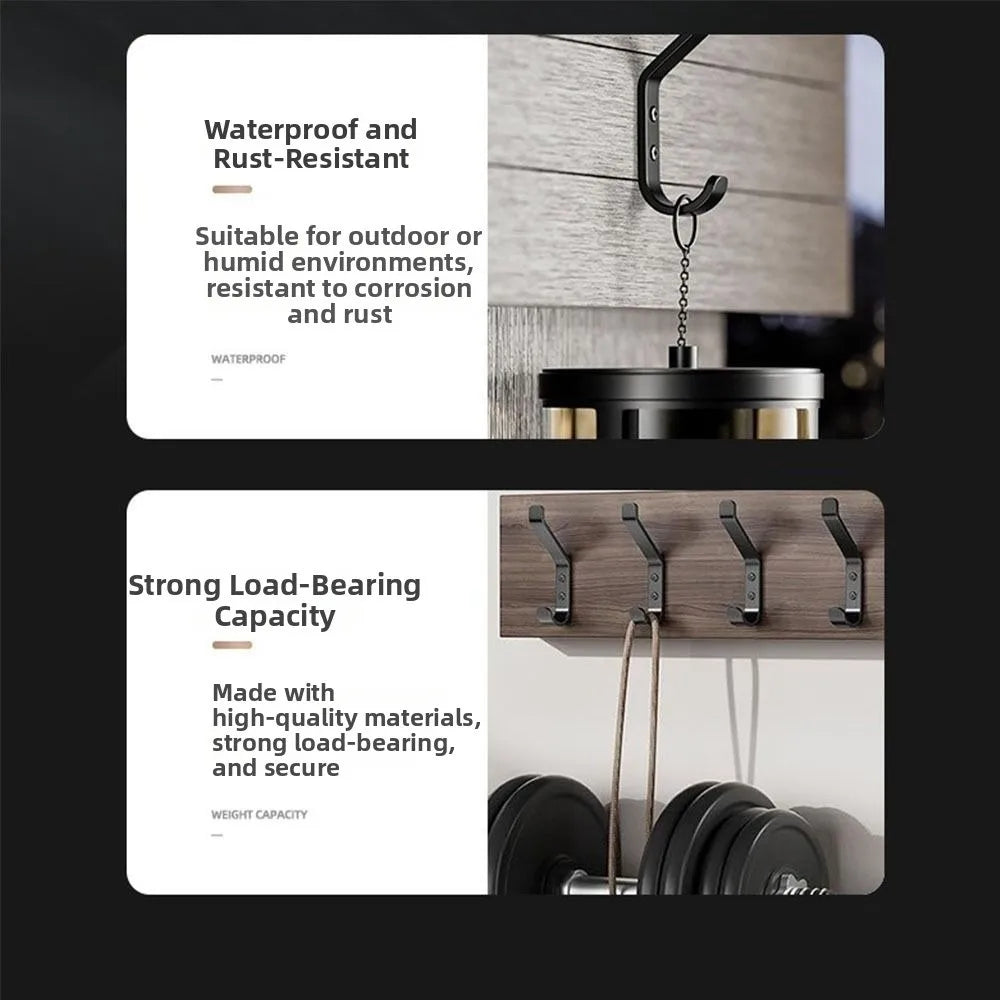 Heavy Duty Black Carbon Steel Wall Hooks – Multi-Pack Set