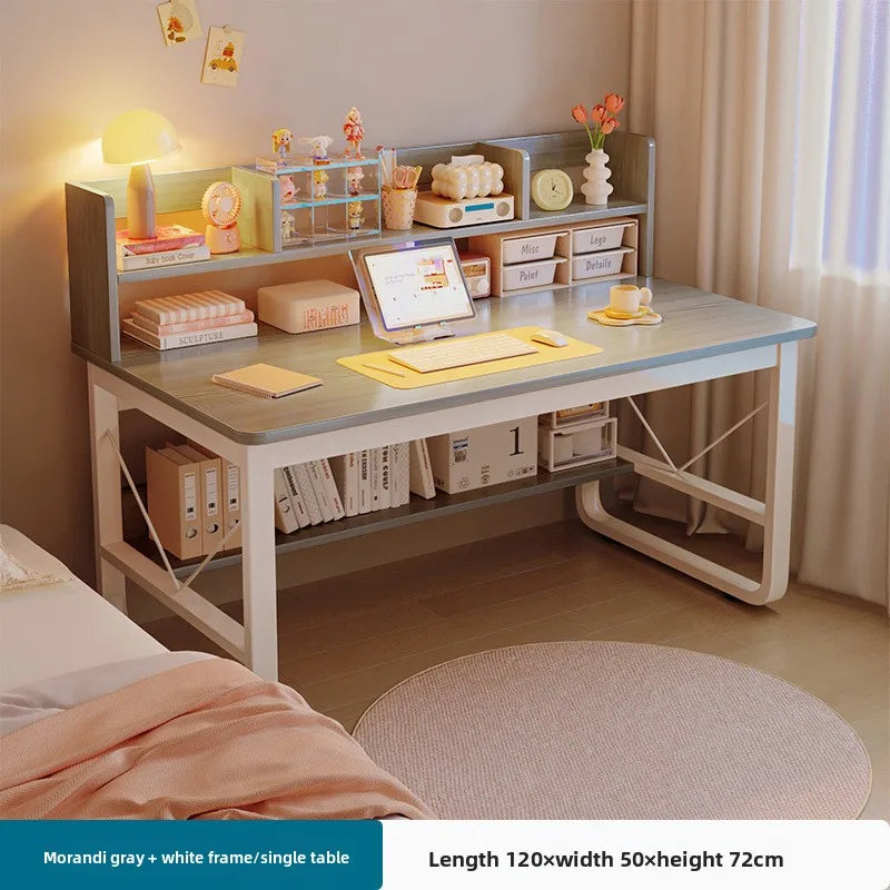 Desk bookshelf integrated student writing desk simple office desk and chair combination computer desk Oasis Select Grey-120cm