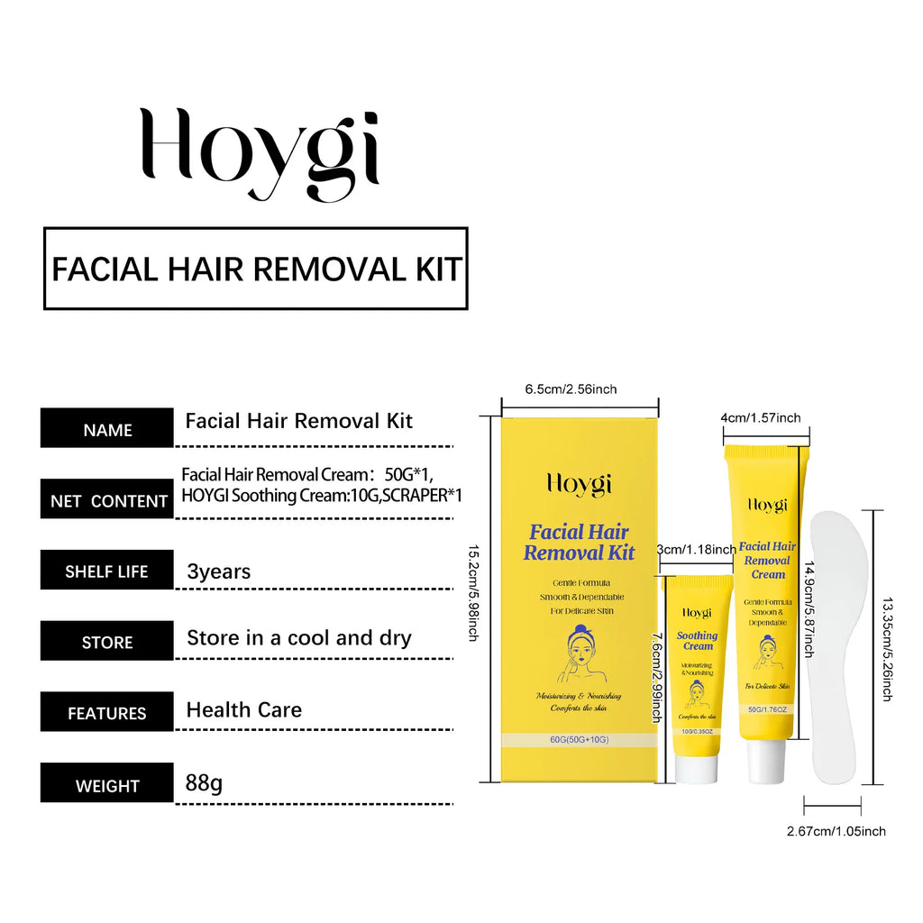 Facial Hair Removal Cream Kit for Women Upper Lip Chin Removes Fine Hair Gentle Depilatory Sensitive Skin Shea Butter 60g Oasis Select