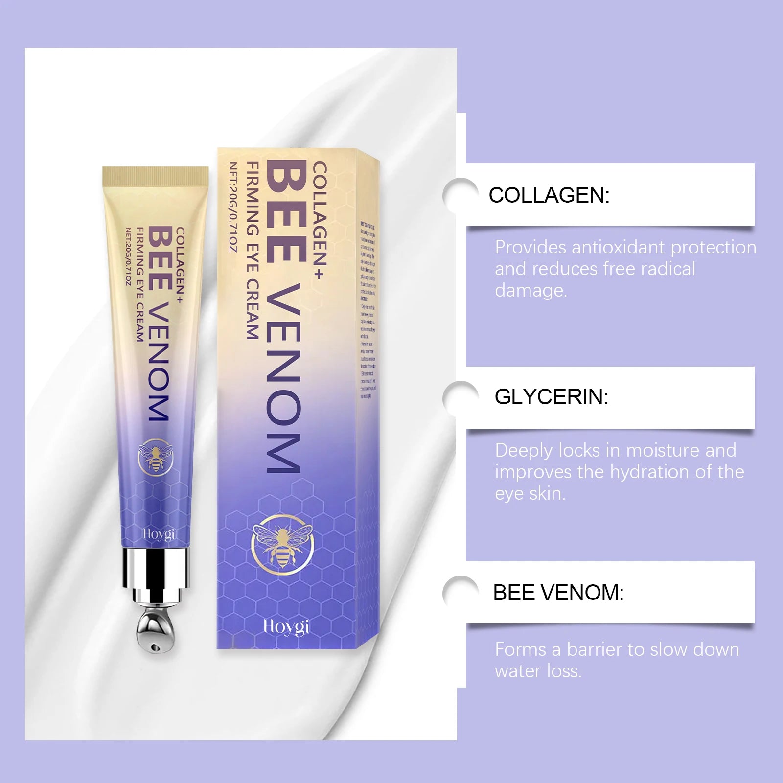 Hoygi Retinol & Bee Venom Eye Cream – Wrinkles & Dark Circles Anti-Aging Eye Cream Oasis Select