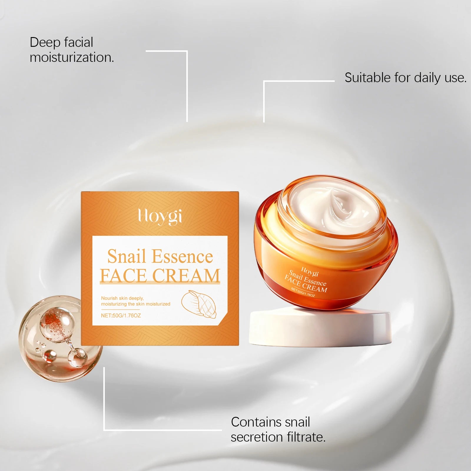 Hoygi Snail Moisturizing Essence Cream – Hydrating Face Cream