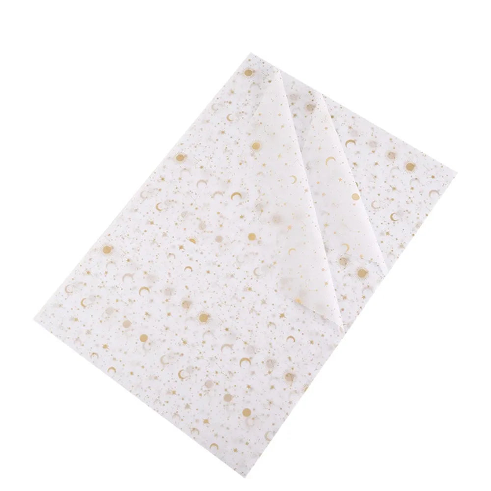 20 Sheets/Pack Starry Sky Tissue Paper Stars Moon Constellations Pattern Gift Wrapping Paper Christmas New Year Wrap Paper Oasis Select White-35x50cm