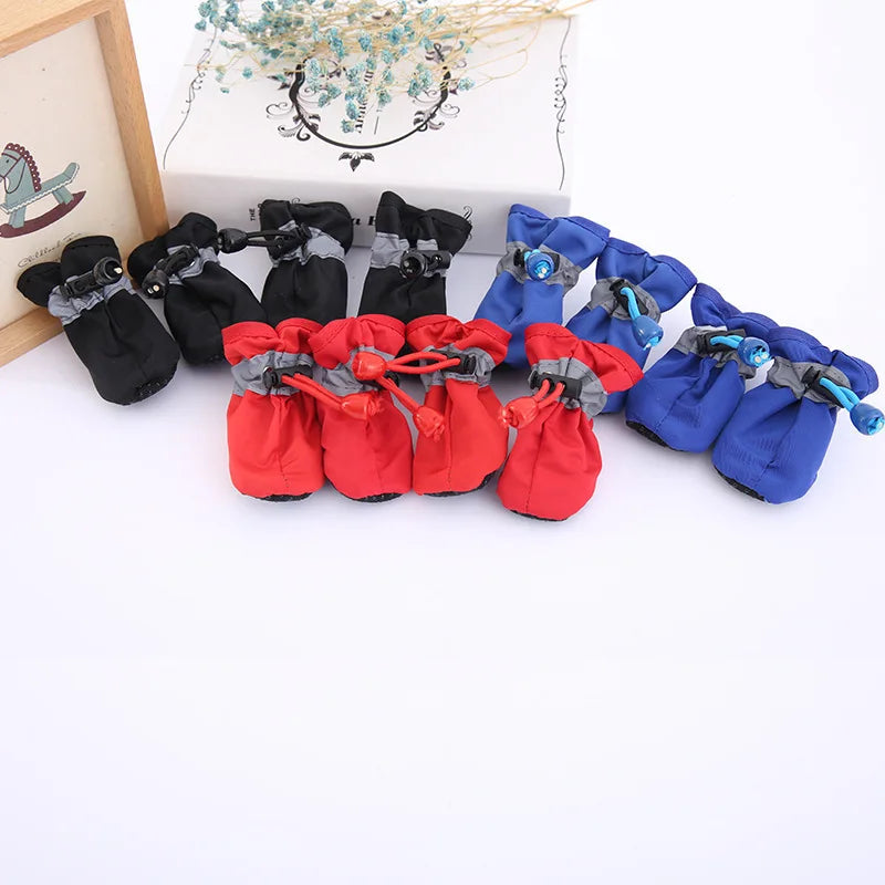 4pcs Pet Dog Rain Boots Water-Resistant Shoes for Small Dogs Anti-Slip Paw Protector Outdoor Puppy Booties Keep Paws Dry & Clean Oasis Select