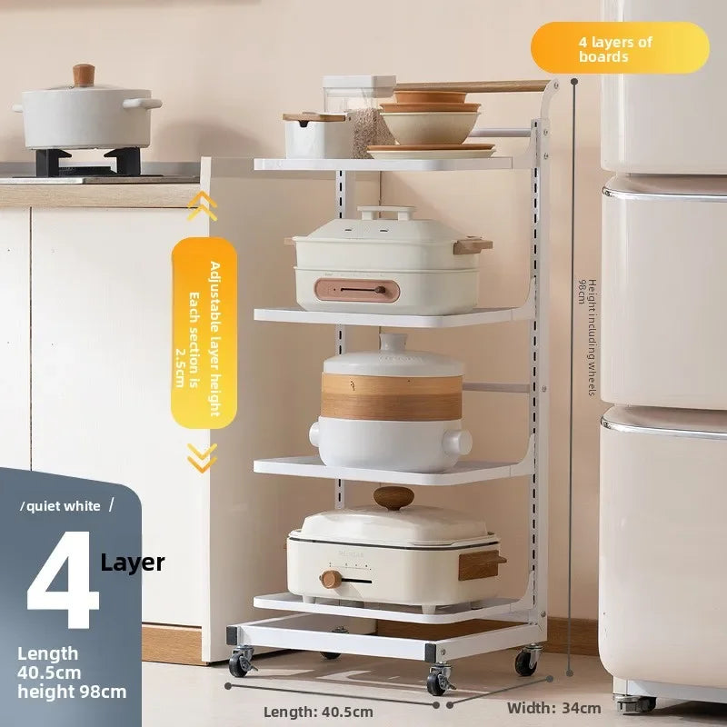 Kitchen rack Household floor-to-ceiling pot rack Multi-layer fruit and vegetable vegetable basket trolley storage rack Oasis Select