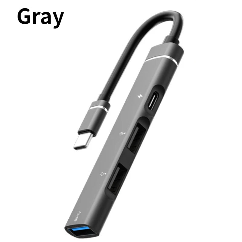 4 Ports USB 3.0 HUB TYPE-C HUB Multi USB Splitter Type-C 5Gbps High DataTransmission USB 3.0 OTG Adapter for Laptop Macbook Pro Oasis Select GRAY