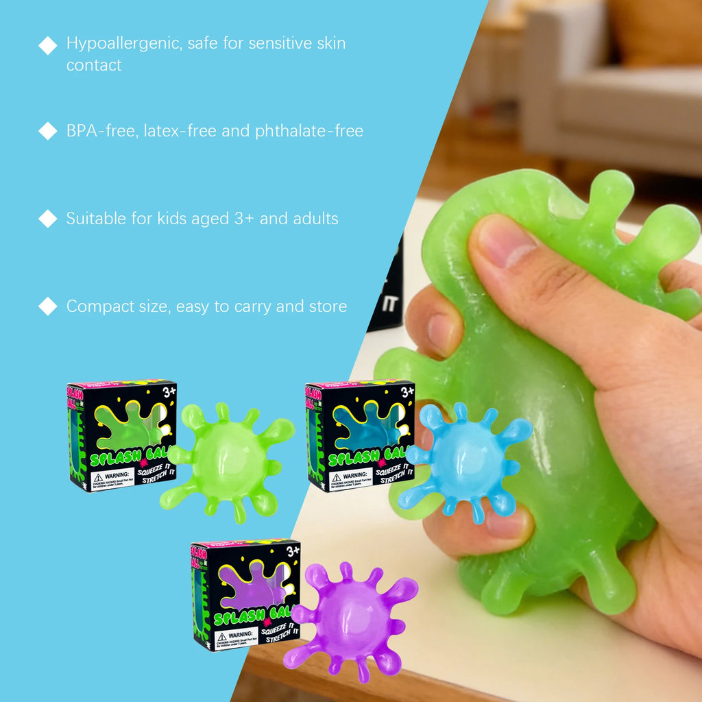 Splash Shape Stress Ball Shapeable Squeeze Toy Soft Non Sticky Anti-Stress Relieve Anxiety for Kids and Adults Gift Oasis Select