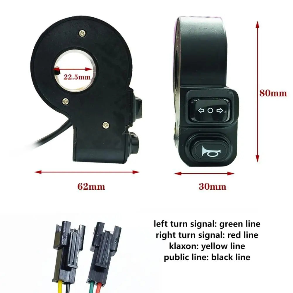 Motorcycle 4-Pin/6-Pin E-bike Headlight Switch with Turn Signal and Klaxon Control 170cm Cable for 22mm Handlebar Oasis Select